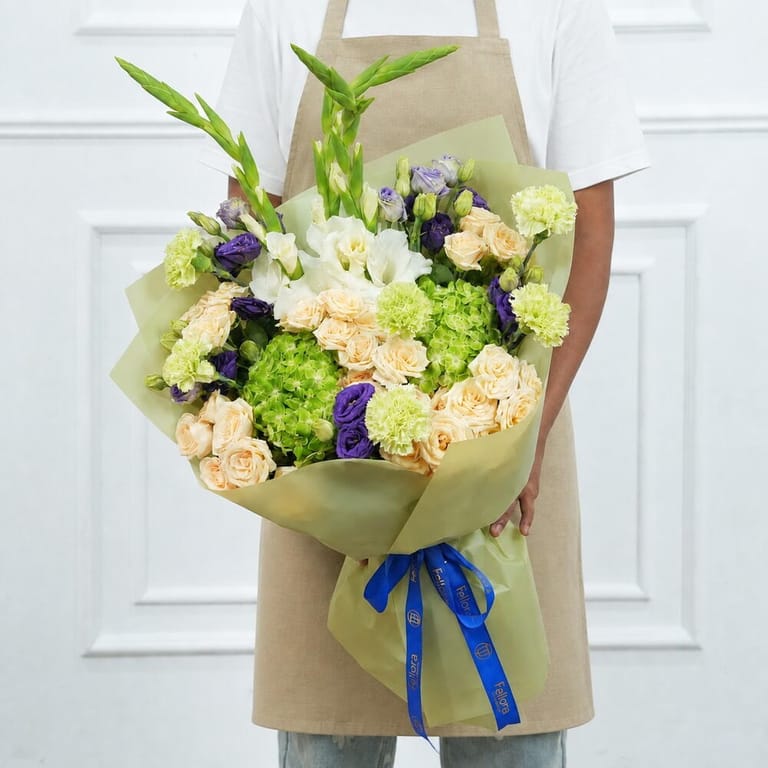 Gladiolus And Green Hydrangea Bouquet-A1747 - Image 2