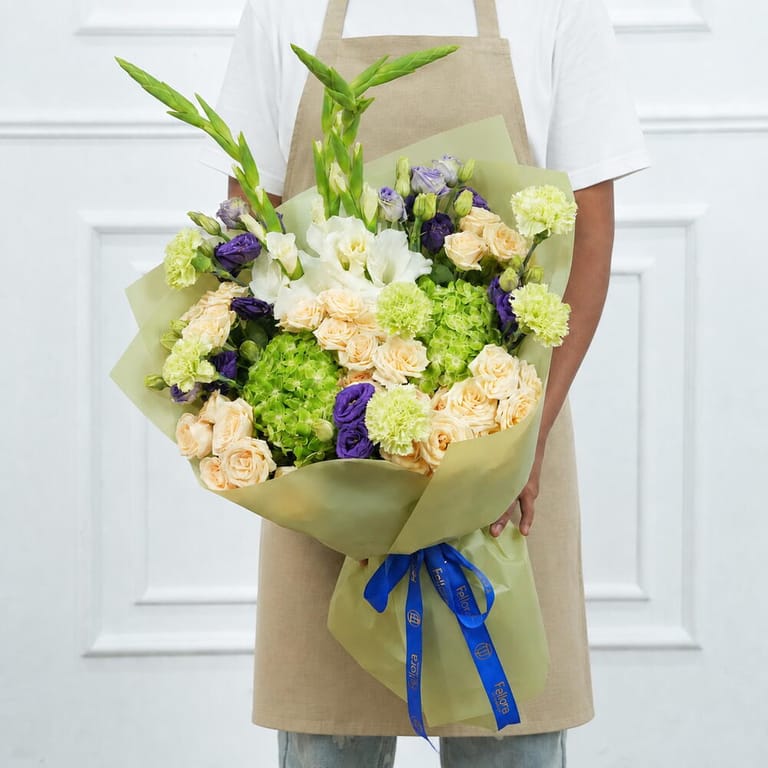 Gladiolus And Green Hydrangea Bouquet-A1747 - Image 5