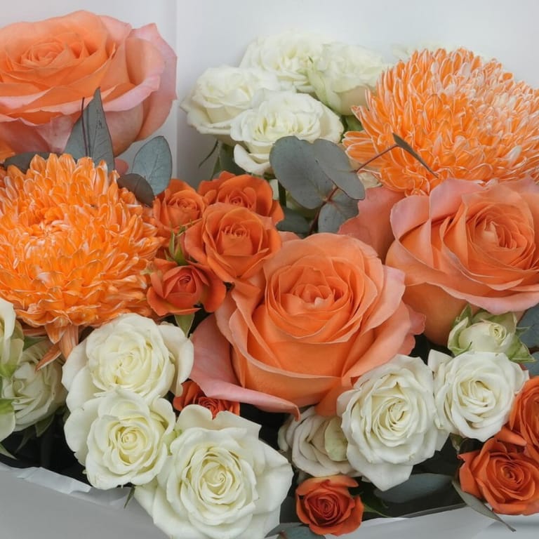 Orange Peony Chrysanthemum And Rose Bouquet-A1759 - Image 5