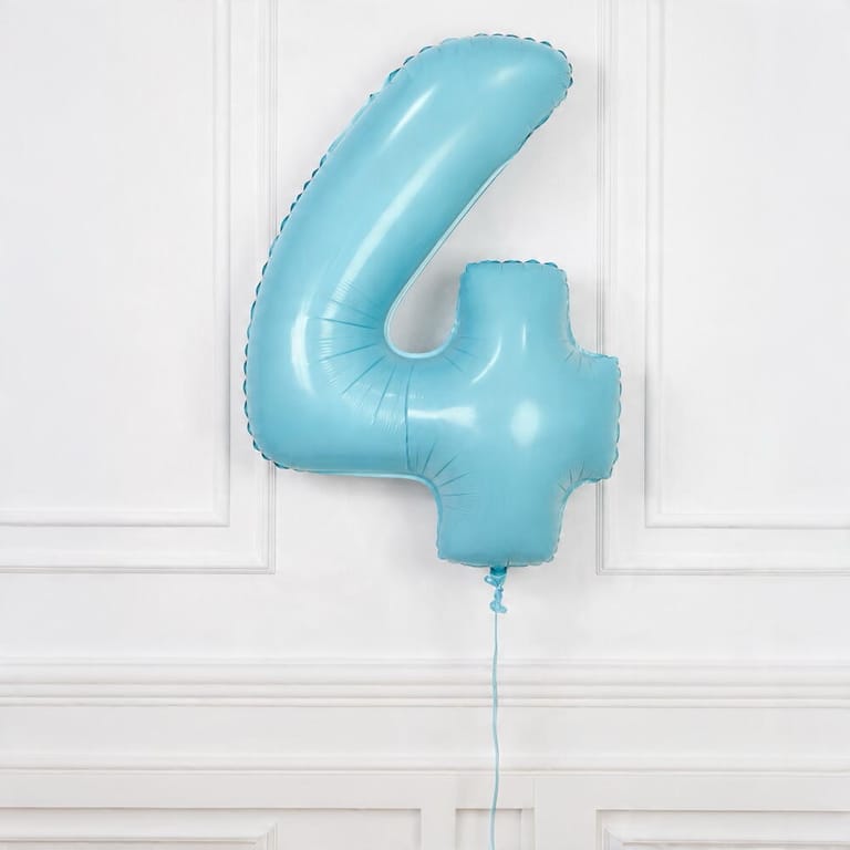 Pastel Blue Number Four Helium Foil Balloons-A1767 - Image 2