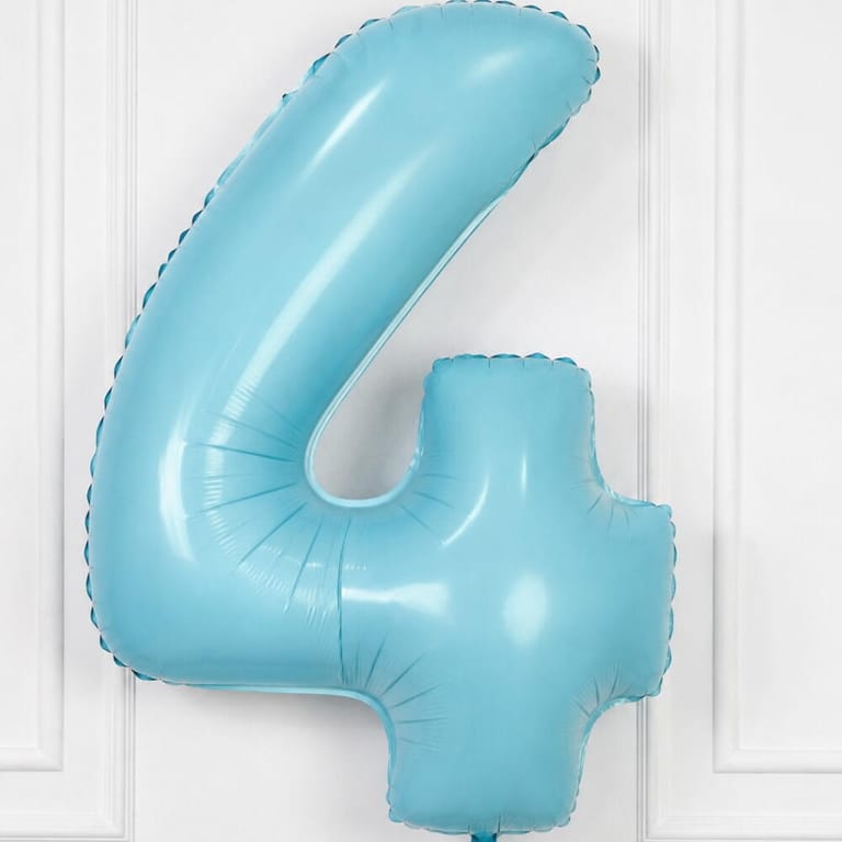 Pastel Blue Number Four Helium Foil Balloons-A1767 - Image 3