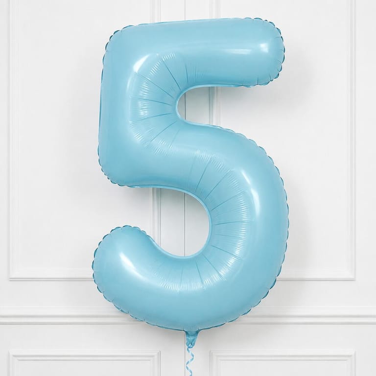 Pastel Blue Number Five Helium Foil Balloon-A1768 - Image 1