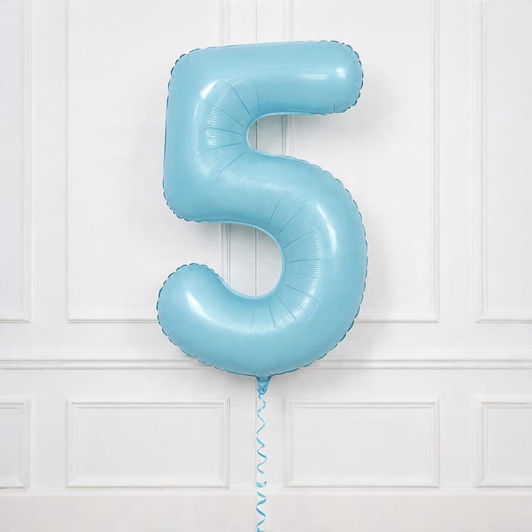Pastel Blue Number Five Helium Foil Balloon-A1768 - Image 2