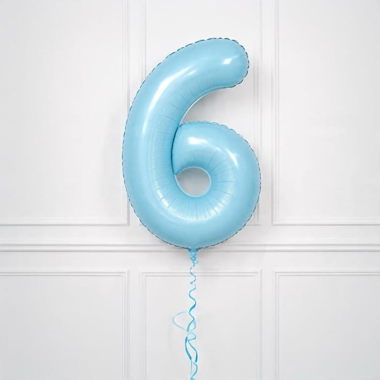 Pastel Blue Number Six Helium Foil Balloon-A1769 - Image 2