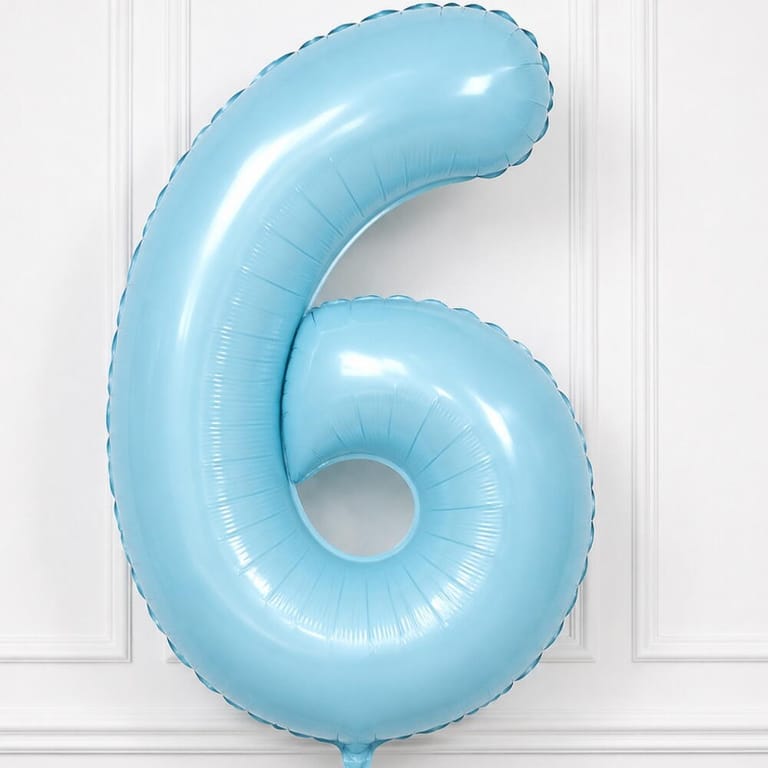 Pastel Blue Number Six Helium Foil Balloon-A1769 - Image 3