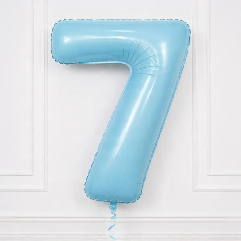 Pastel Blue Number Seven Helium Foil Balloon-A1770 - Image 1