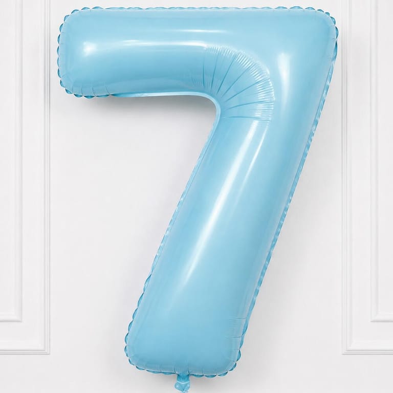 Pastel Blue Number Seven Helium Foil Balloon-A1770 - Image 3