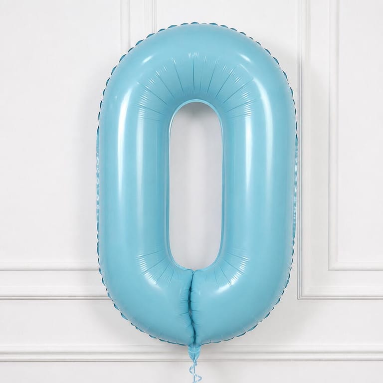 Pastel Blue Number Zero Helium Foil Balloon-A1773 - Image 1