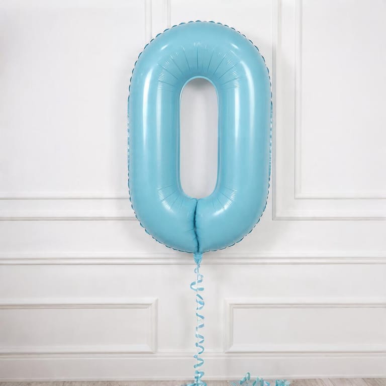 Pastel Blue Number Zero Helium Foil Balloon-A1773 - Image 3