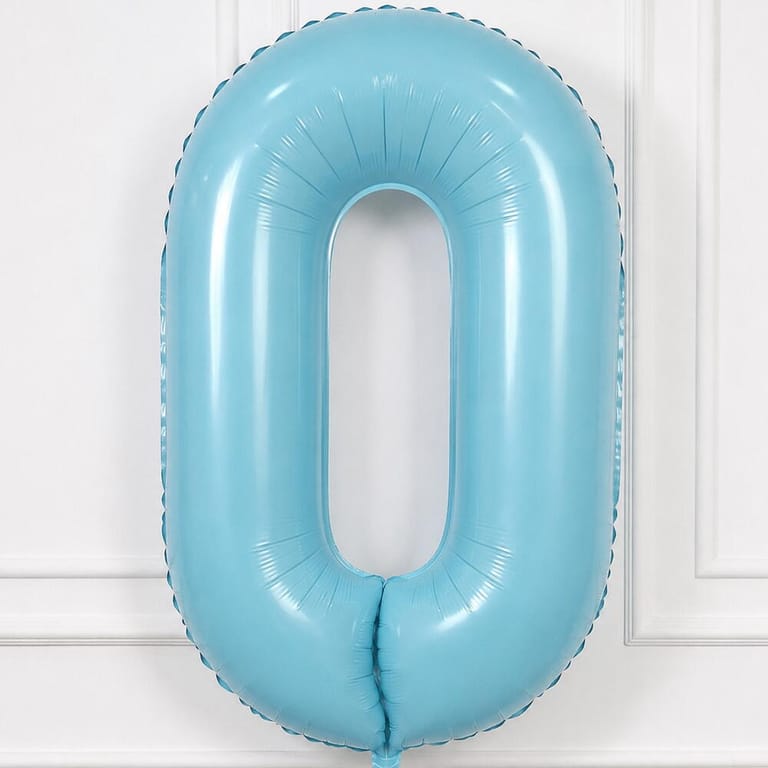 Pastel Blue Number Zero Helium Foil Balloon-A1773 - Image 4