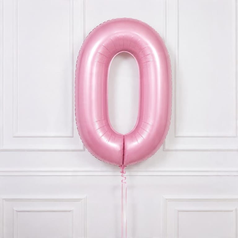 Pastel Pink Number Zero Heluim Foil Balloons-A1783 - Image 2