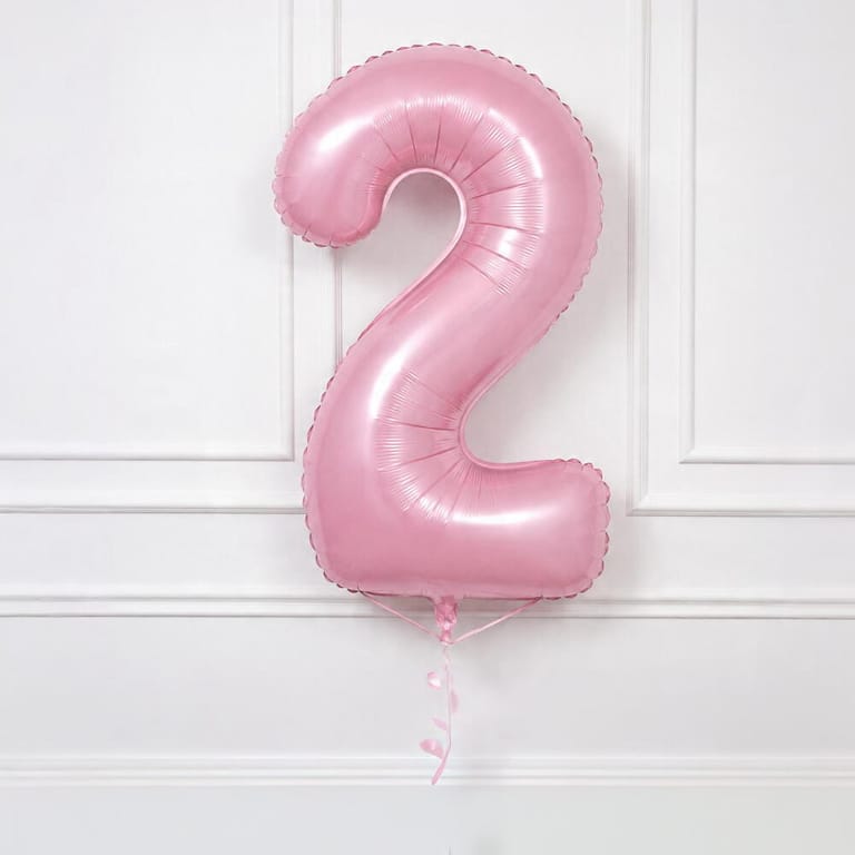 Pastel Pink Number Two Helium Foil Balloon-A1784 - Image 2