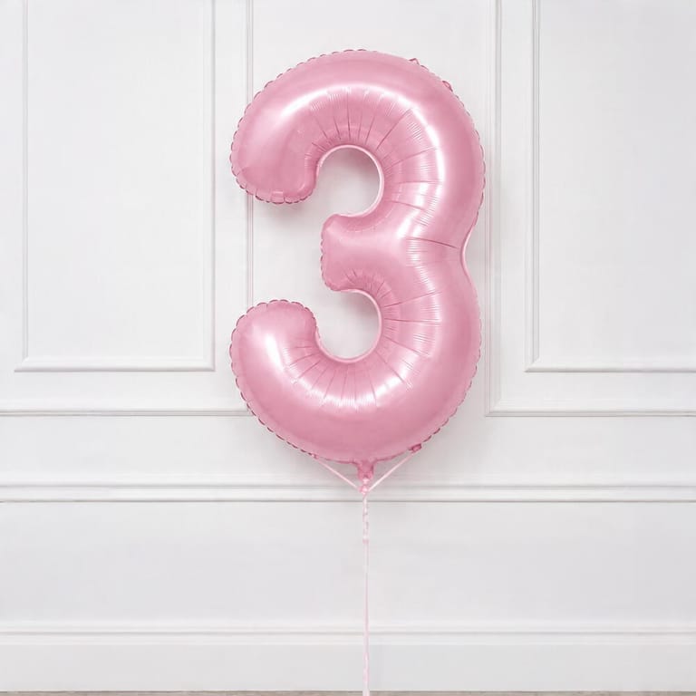 Pastel Pink Number Three Helium Foil Balloon-A1785 - Image 2