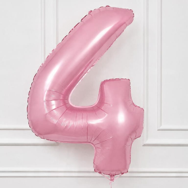 Pastel Pink Number Four Helium Foil Balloon-A1786 - Image 1