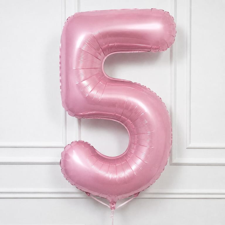 Pastel Pink Number Five Helium Foil Balloon-A1787 - Image 1