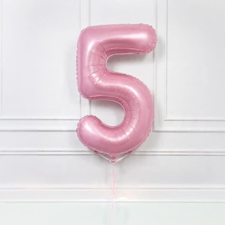 Pastel Pink Number Five Helium Foil Balloon-A1787 - Image 2