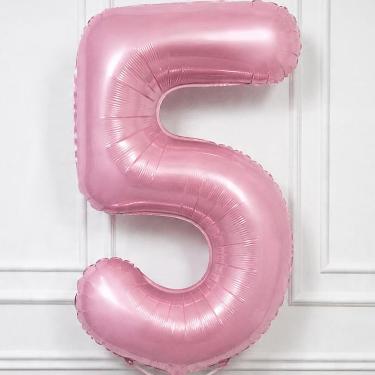 Pastel Pink Number Five Helium Foil Balloon-A1787 - Image 3