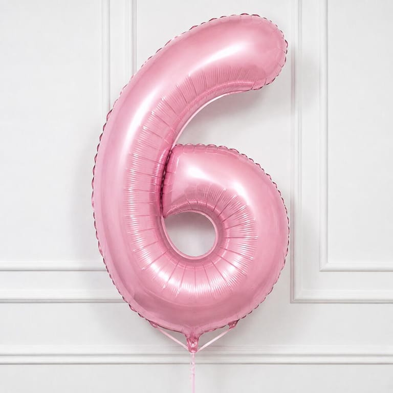 Pastel Pink Number Six Helium Foil Balloon-A1788 - Image 1