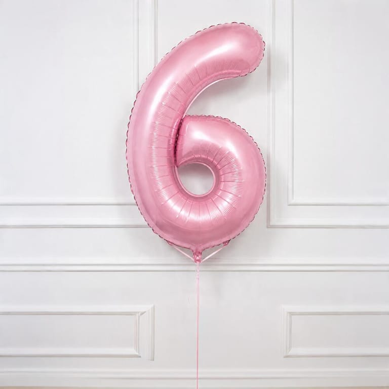 Pastel Pink Number Six Helium Foil Balloon-A1788 - Image 2