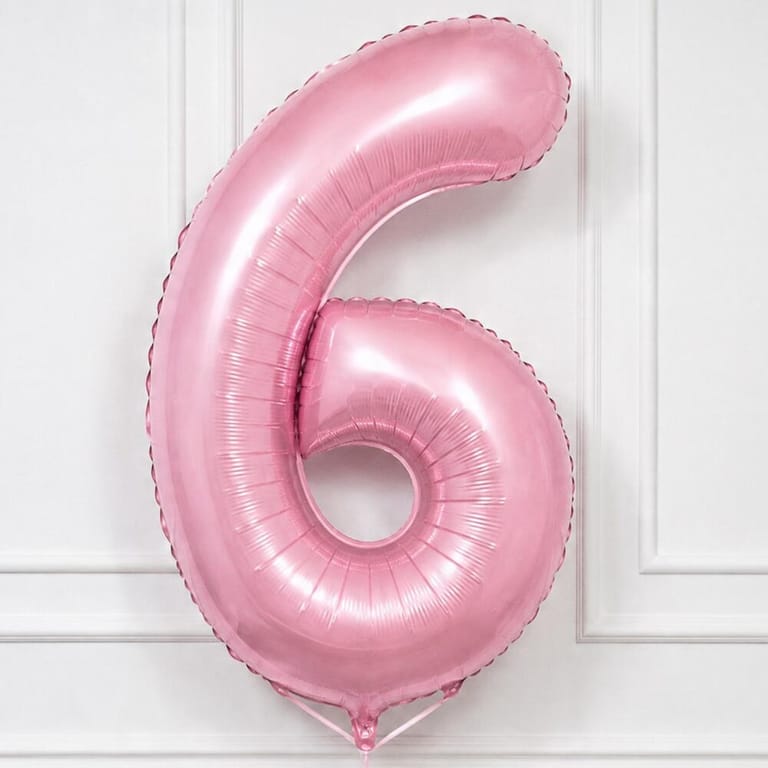 Pastel Pink Number Six Helium Foil Balloon-A1788 - Image 3