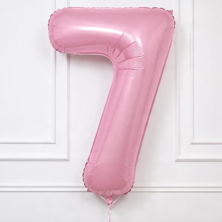 Pastel Pink Number Seven Helium Foil Balloon-A1789 - Image 1