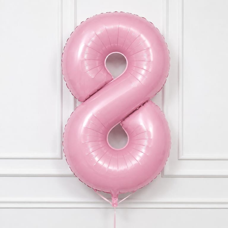 Pastel Pink Number Eight Helium Foil Balloon-A1790 - Image 1