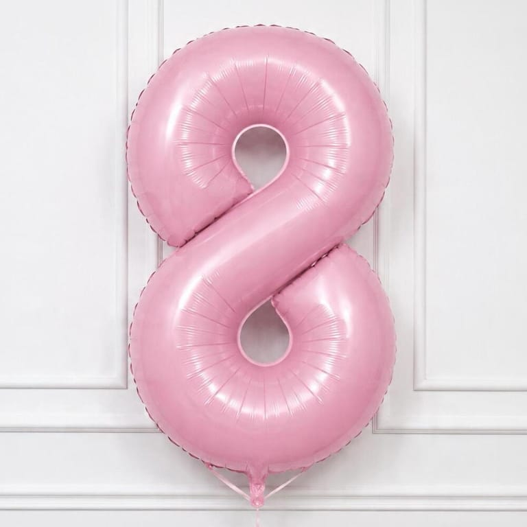 Pastel Pink Number Eight Helium Foil Balloon-A1790 - Image 2