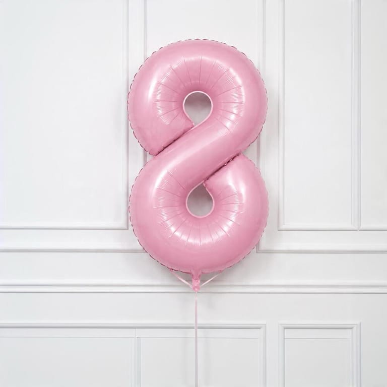 Pastel Pink Number Eight Helium Foil Balloon-A1790 - Image 3