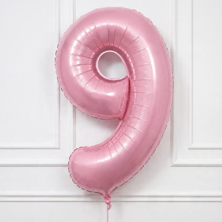 Pastel Pink Number Nine Helium Foil Balloon-A1791 - Image 1
