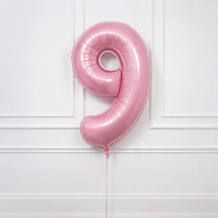 Pastel Pink Number Nine Helium Foil Balloon-A1791 - Image 2