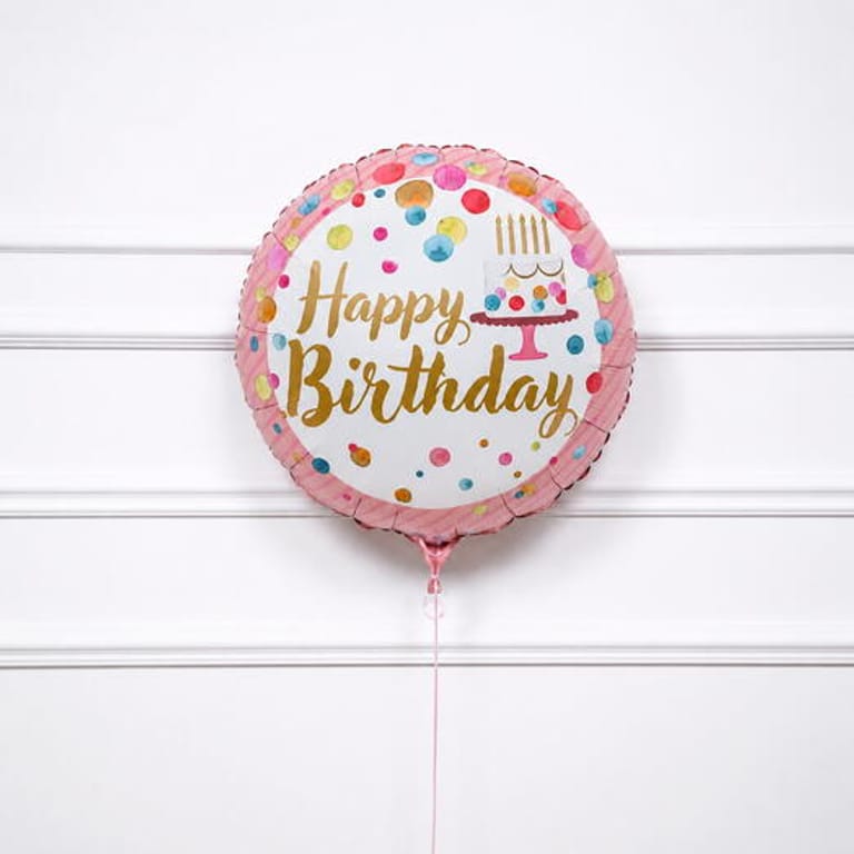 Colourful Dots And Cake Happy Birthday Helium Foil BalloonA1792 - Image 4