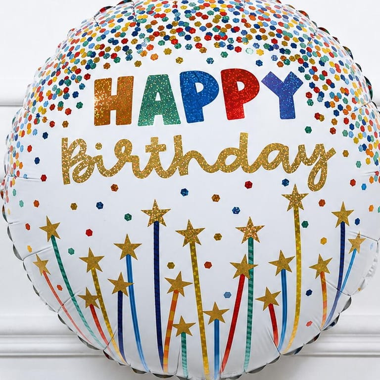 Golden Starburst Happy Birthday Helium Foil Balloon-A1794 - Image 2