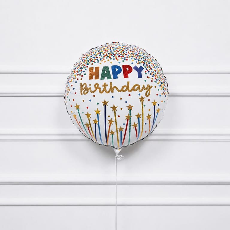 Golden Starburst Happy Birthday Helium Foil Balloon-A1794 - Image 3