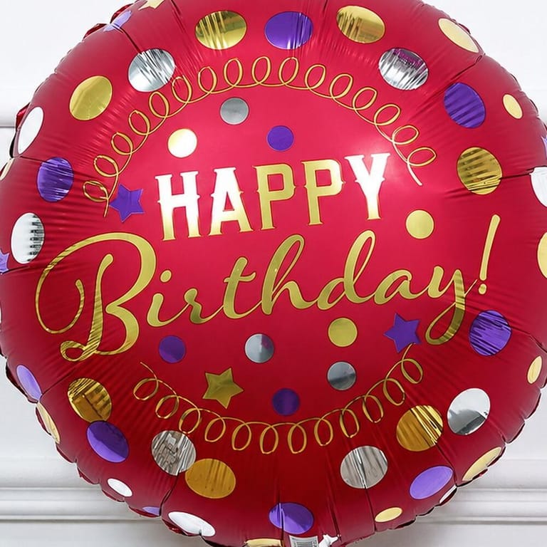 Red Confetti Celebration Happy Birthday Helium Foil Balloon-A1798 - Image 3