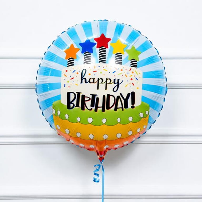 Colourful Stars Cake Happy Birthday Helium Foil Balloon-A1808 - Image 1