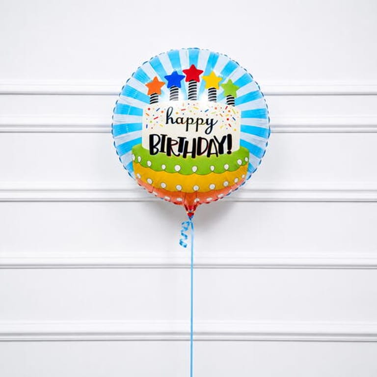 Colourful Stars Cake Happy Birthday Helium Foil Balloon-A1808 - Image 2