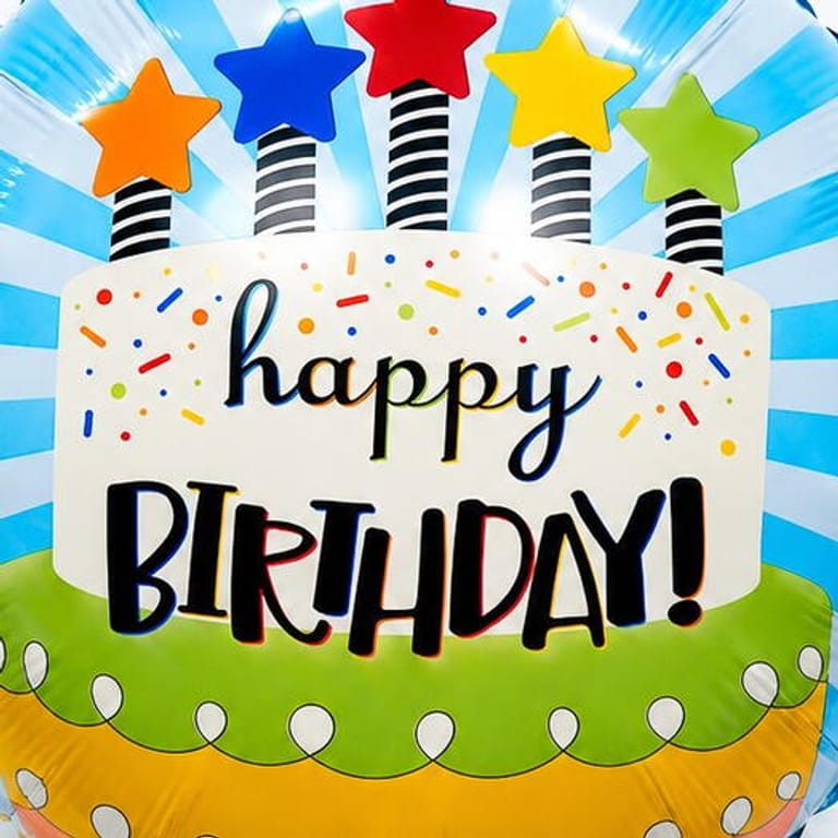 Colourful Stars Cake Happy Birthday Helium Foil Balloon-A1808 - Image 3