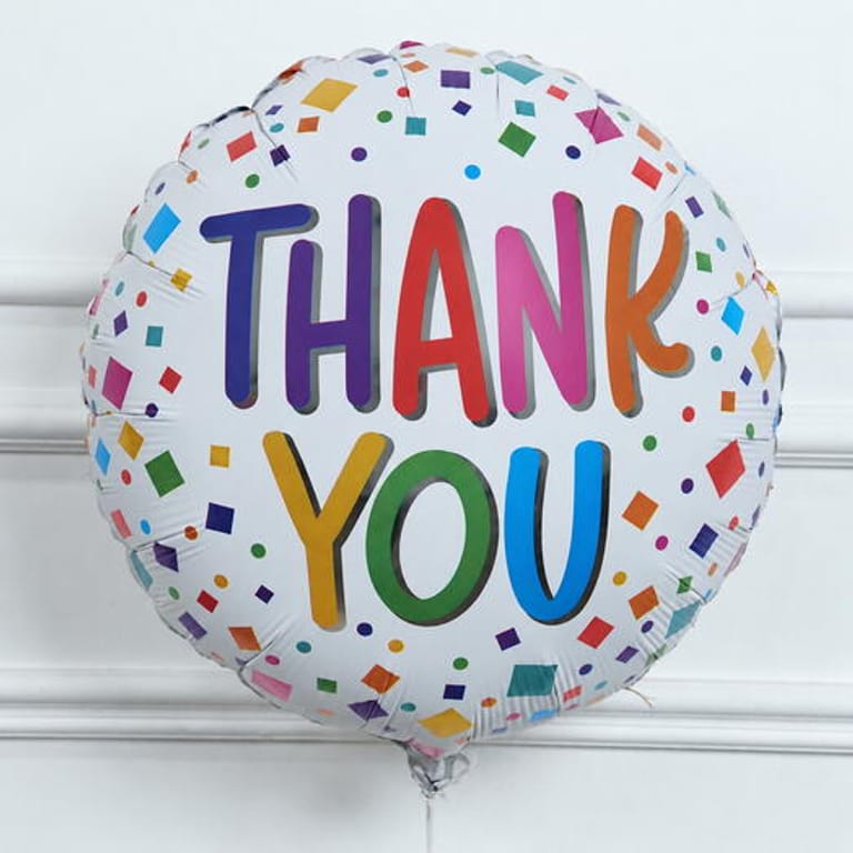 Colourful Confetti Thank You Helium Foil Balloon-A1815 - Image 1