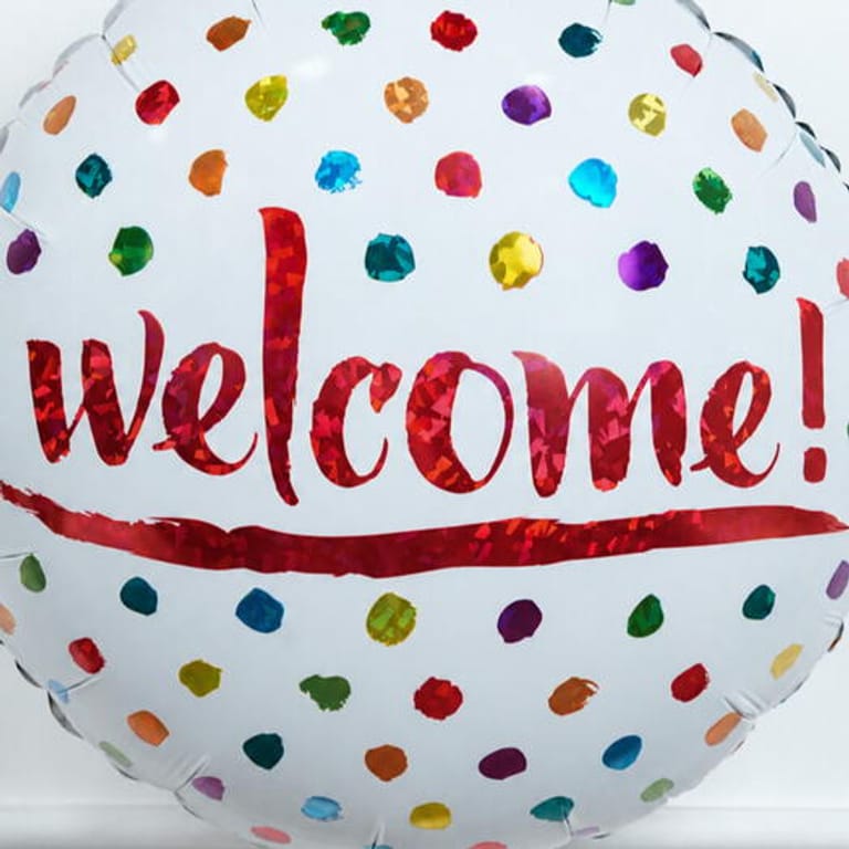 Colourful Dots Welcome Helium Foil Balloon-A1817 - Image 2
