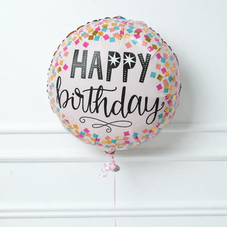 Pink And Colourful Confetti Happy Birthday Foil Balloon-A1827 - Image 3