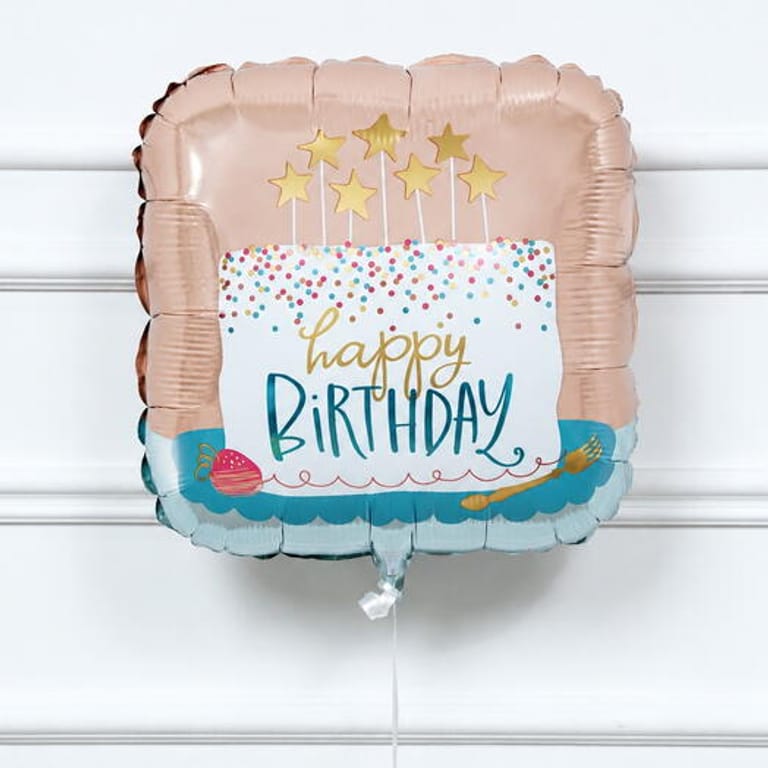 Colourful Confetti Cake Square Happy Birthday Foil Balloon-A1831 - Image 1