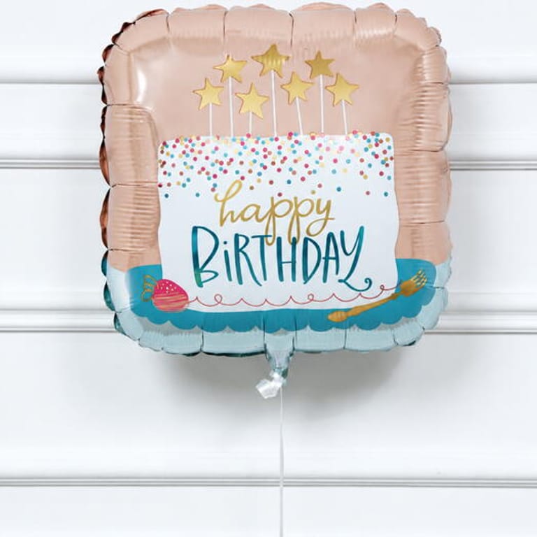 Colourful Confetti Cake Square Happy Birthday Foil Balloon-A1831 - Image 2