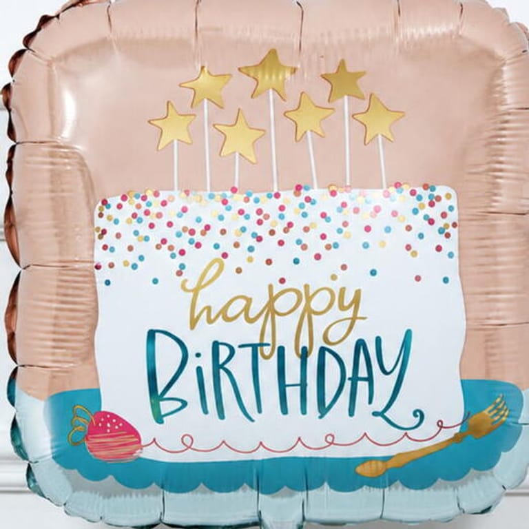 Colourful Confetti Cake Square Happy Birthday Foil Balloon-A1831 - Image 3