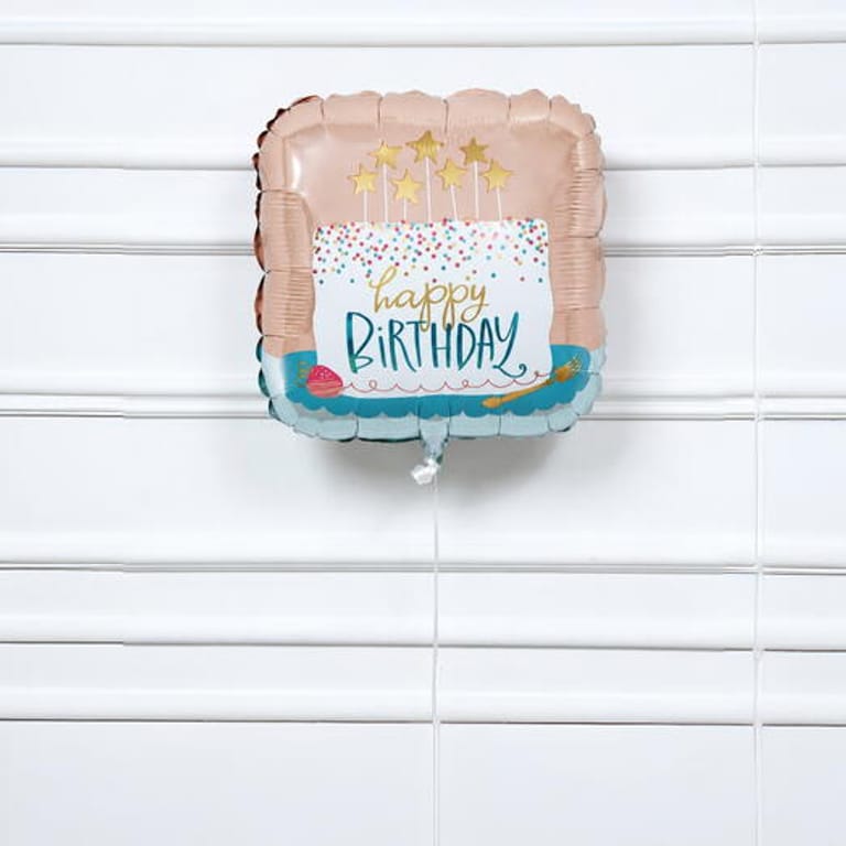 Colourful Confetti Cake Square Happy Birthday Foil Balloon-A1831 - Image 4