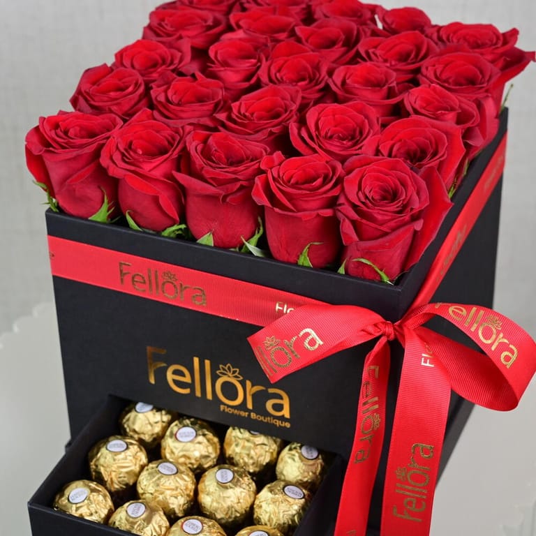 Combo Of Red Roses And Ferrero Rocher Chocolate-C4 - Image 4