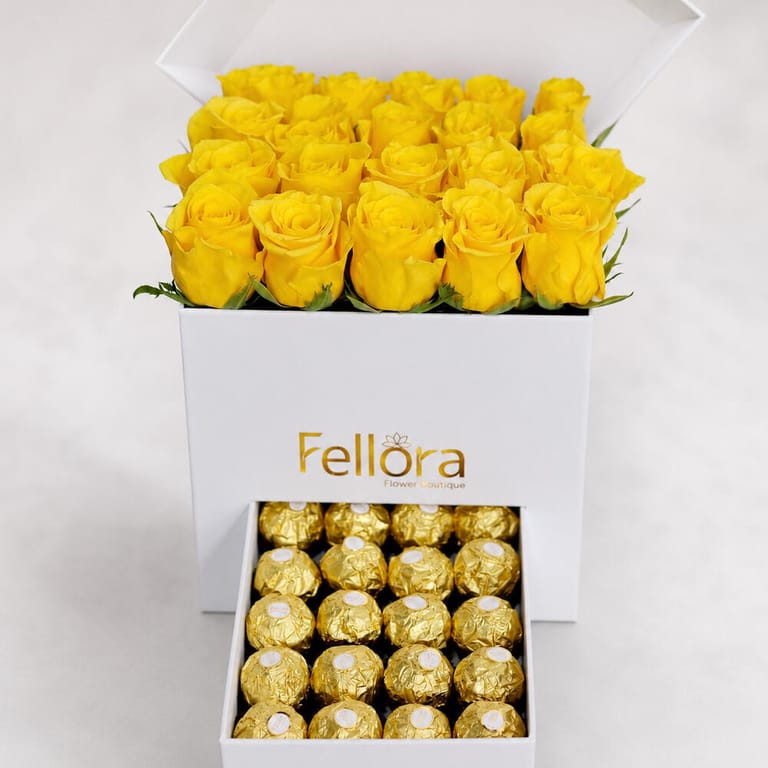 Combo Of Yellow Roses and Ferrero Rocher Chocolate-C6 - Image 1