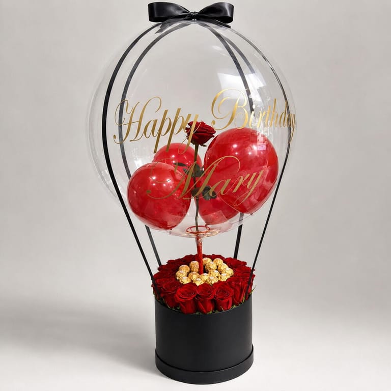 Combo Of Red Roses With Chocolate And Balloon-C8 - Image 1