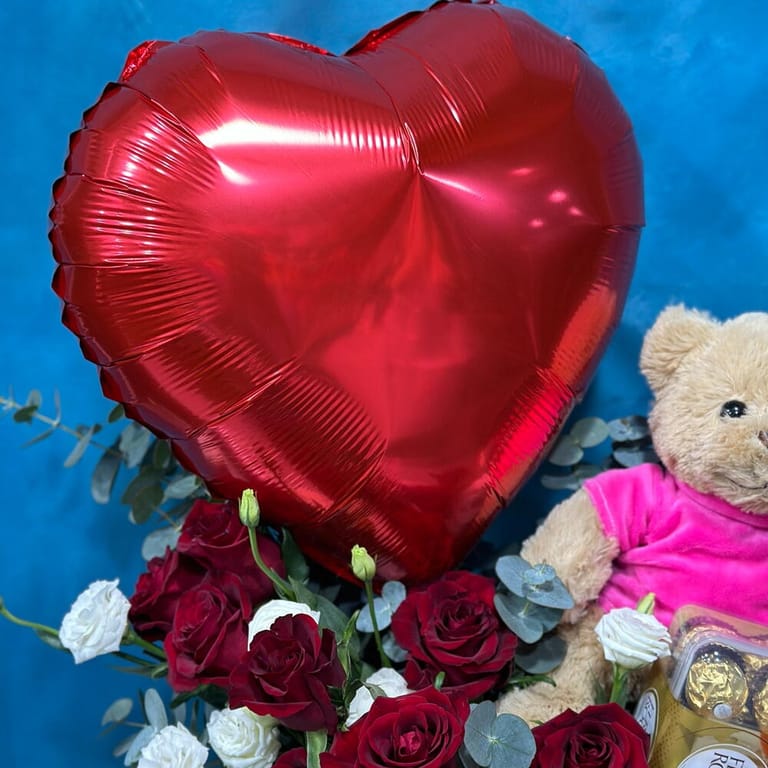 Teddy Bear Chocolate Flowers And Balloon Combo-C20 - Image 3