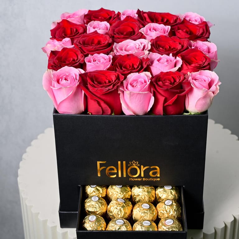 Red And Pink Roses With Ferrero Rocher Luxury Gift Box-C34 - Image 2