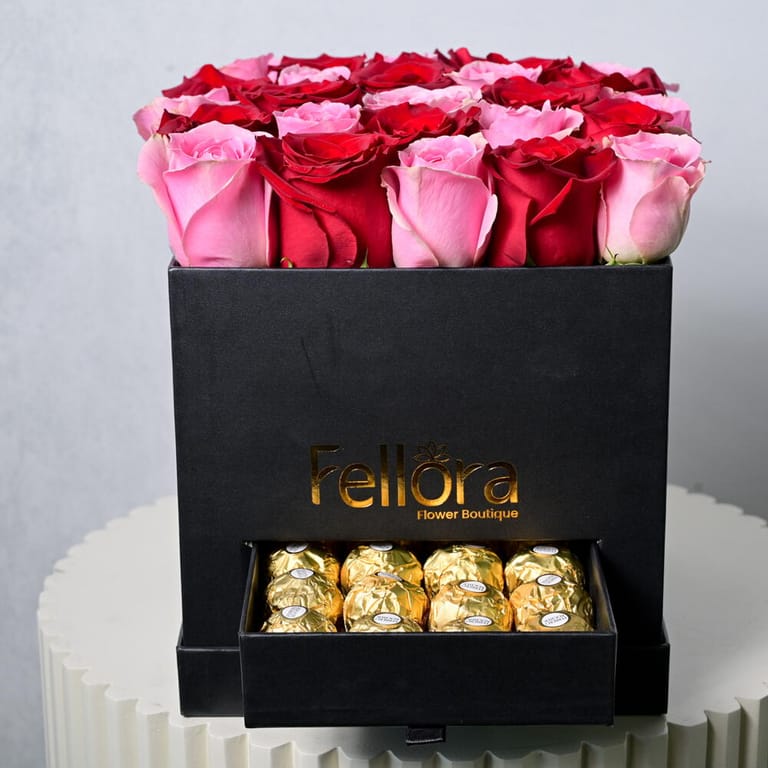Red And Pink Roses With Ferrero Rocher Luxury Gift Box-C34 - Image 4
